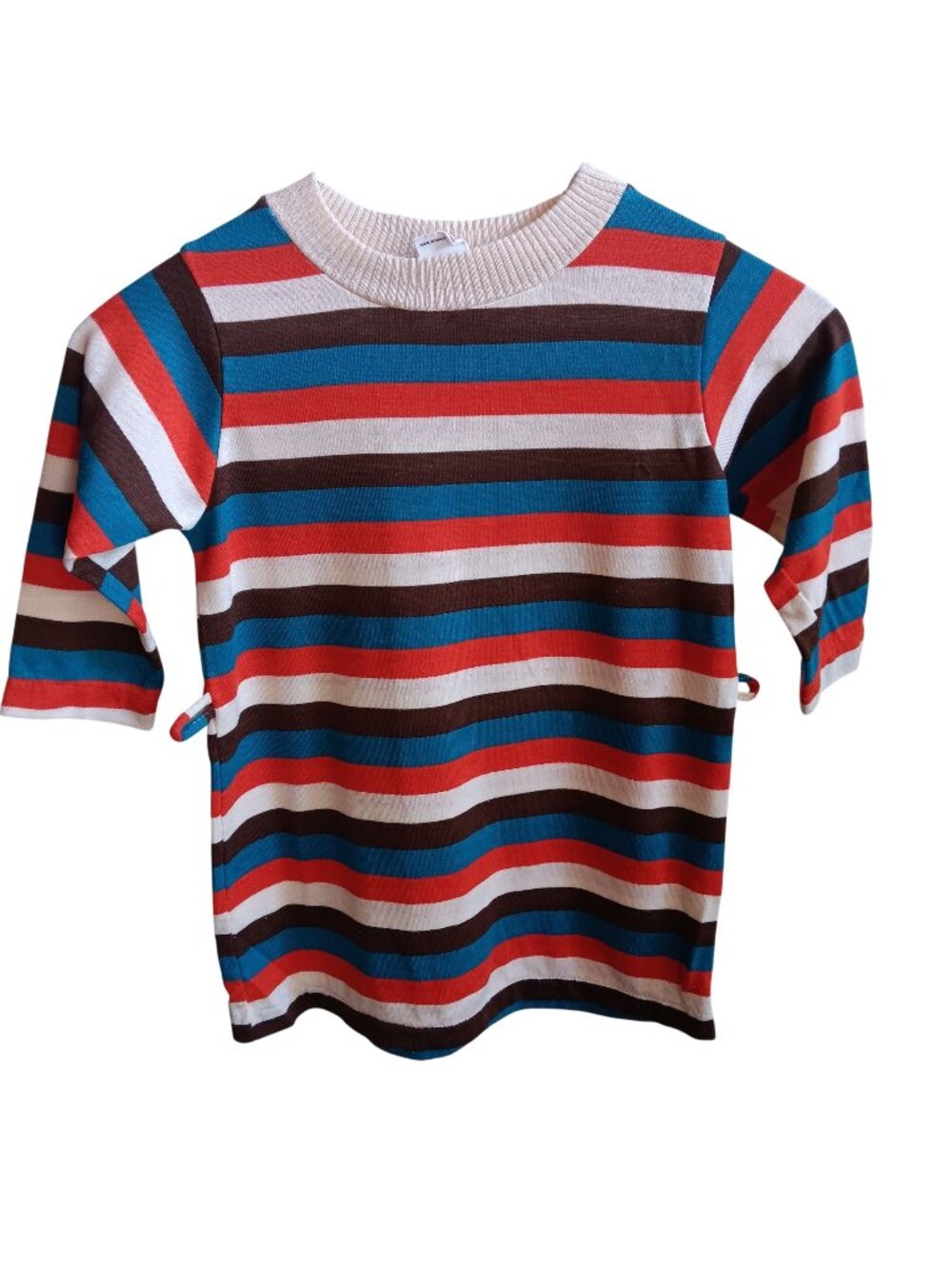 True Vintage Girls 5 T-shirt Dress Sears Striped Knit 1970's Single Stitch
